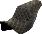 Saddlemen Lattice Stitch Step Up Seat For Harley Davidson FLH 1868 2021 - Black/Gold (Driver Seat Length: 38 cm)
