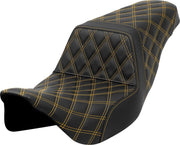 Saddlemen Lattice Stitch Step Up Seat For Harley Davidson FLH 1868 2021 - Black/Gold (Driver Seat Length: 38 cm)