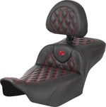 Saddlemen Roadsofa Extended Reach Carbon Fiber Seat For Harley Davidson FLHX 1923 2024 - Black Red