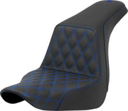 Saddlemen Lattice Stitch Step Up Seat For Harley Davidson FLSB 1750 2018-2024 - Black Blue