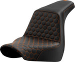 Saddlemen Honeycomb Step Up Seat For Harley Davidson FLSB 1750 2018-2024 - Black Orange