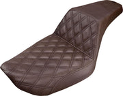 Saddlemen Step Up Seat For Harley Davidson FXD 1340 1996-1998 Front Lattice Stitch - Brown