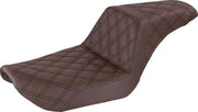 Saddlemen Step Up Seat For Harley Davidson FXD 1340 1996-1998 Full Lattice Stitch - Brown