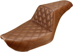 Saddlemen Step Up Seat For Harley Davidson FXD 1340 1996-1998 Full Lattice Stitch - Brown