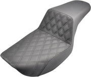 Saddlemen Step Up Seat For Harley Davidson FXLR 1340 1987-1994 Front Lattice Stitch - Black