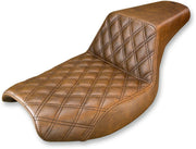 Saddlemen Step Up Seat For Harley Davidson FXLR 1340 1987-1994 Front Lattice Stitch - Brown