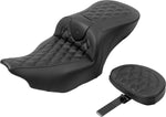 Saddlemen Roadsofa Lattice Stitch Seat With Backrest For Harley Davidson FLHX 1923 2024 - Black