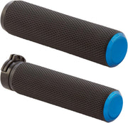 Arlen Ness Knurled Grips For Harley Davidson FL 1200 1976-1977 - Black Blue