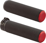 Arlen Ness Knurled Grips For Harley Davidson FL 1200 1976-1977 - Black Red