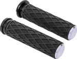 Arlen Ness Diamond Grips For Harley Davidson FLD 1690 2012-2013 - Black Chrome