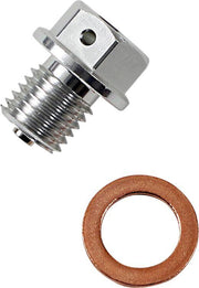 Moose Racing Magnetic Drain Plug For KTM EXC125 2003-2016 - Anodized Clear Silver