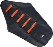 Moose Racing Ribbed Seat Cover For KTM EXC125 2004-2007 - Black Cover Orange Ribs