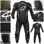 Black Thunder 1-Piece Leather Motorcycle Suit