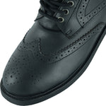 Black Officer Brogue Motorcycle Boots
