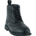 Black Officer Brogue Motorcycle Boots