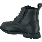 Black Officer Brogue Motorcycle Boots