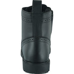 Black Officer Brogue Motorcycle Boots