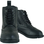 Black Officer Brogue Motorcycle Boots