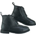 Black Officer Brogue Motorcycle Boots