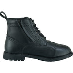 Black Officer Brogue Motorcycle Boots
