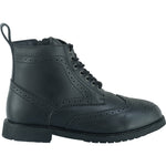 Black Officer Brogue Motorcycle Boots