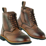 Black Officer Brogue Motorcycle Boots
