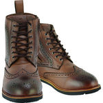 Black Officer Brogue Motorcycle Boots