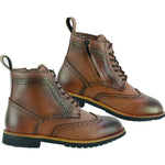 Black Officer Brogue Motorcycle Boots