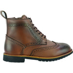 Black Officer Brogue Motorcycle Boots