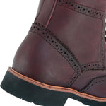Black Officer Brogue Motorcycle Boots
