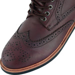 Black Officer Brogue Motorcycle Boots