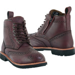 Black Officer Brogue Motorcycle Boots