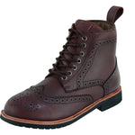 Black Officer Brogue Motorcycle Boots