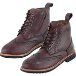 Black Officer Brogue Motorcycle Boots
