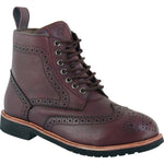 Black Officer Brogue Motorcycle Boots