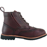 Black Officer Brogue Motorcycle Boots