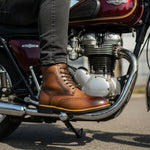 Black Officer Brogue Motorcycle Boots & Gear Shifter Pad