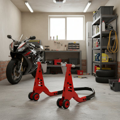 Black Pro Range Adjustable Oval Tube Front Paddock Stand (B5396)