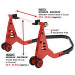 Black Pro Range Oval Tube Rear Paddock Stand (B5397) With L-Cup Cradle Adaptors