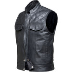 Black Renegade Leather Motorcycle Vest
