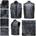 Black Renegade Leather Motorcycle Vest