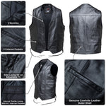 Black Rocker Leather Motorcycle Vest