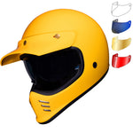 Black Royale II Retro ECE R22.06 Gloss Sunset Yellow Motorcycle Helmet and Internal Visor