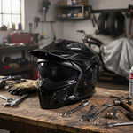 Black Street Fighter Vintage Open Face ECE R22.06 Motorcycle Helmet Lifestyle