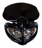 Bike It Universal Demon Fairing Headlight With Indicators - Black