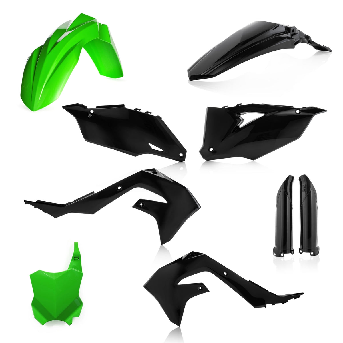 Full Plastics Kit Kawasaki KXF250 2021 2024 KXF450 2019 2023 Black Green