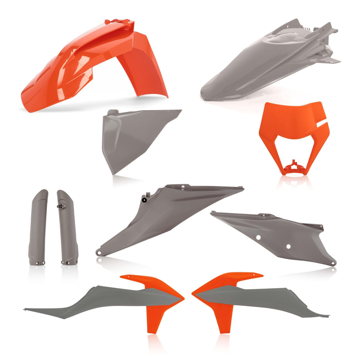 Full Plastics Kit KTM EXC 150 250 300 TPI & EXC F 250 350 450 500 & XC W TPI 2020 23 Grey Orange
