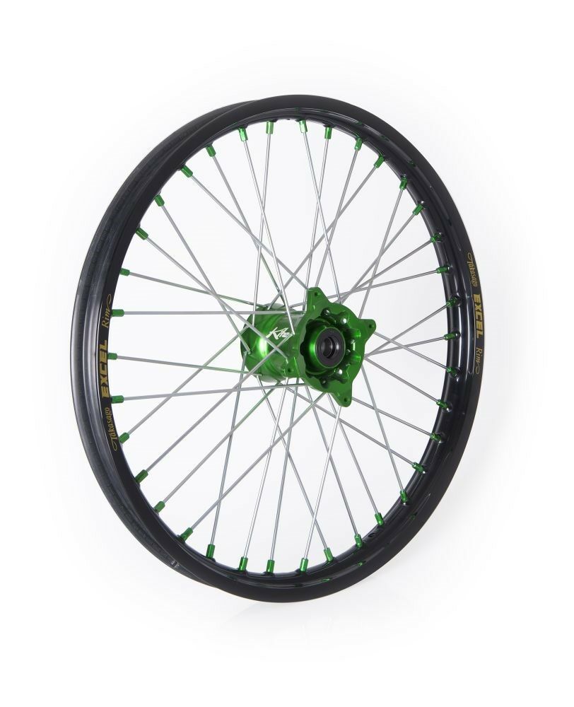 Kite Elite MX 21" Front Wheel - Kawasaki KX250 2021-2024 - Black/Green Hub/Silver