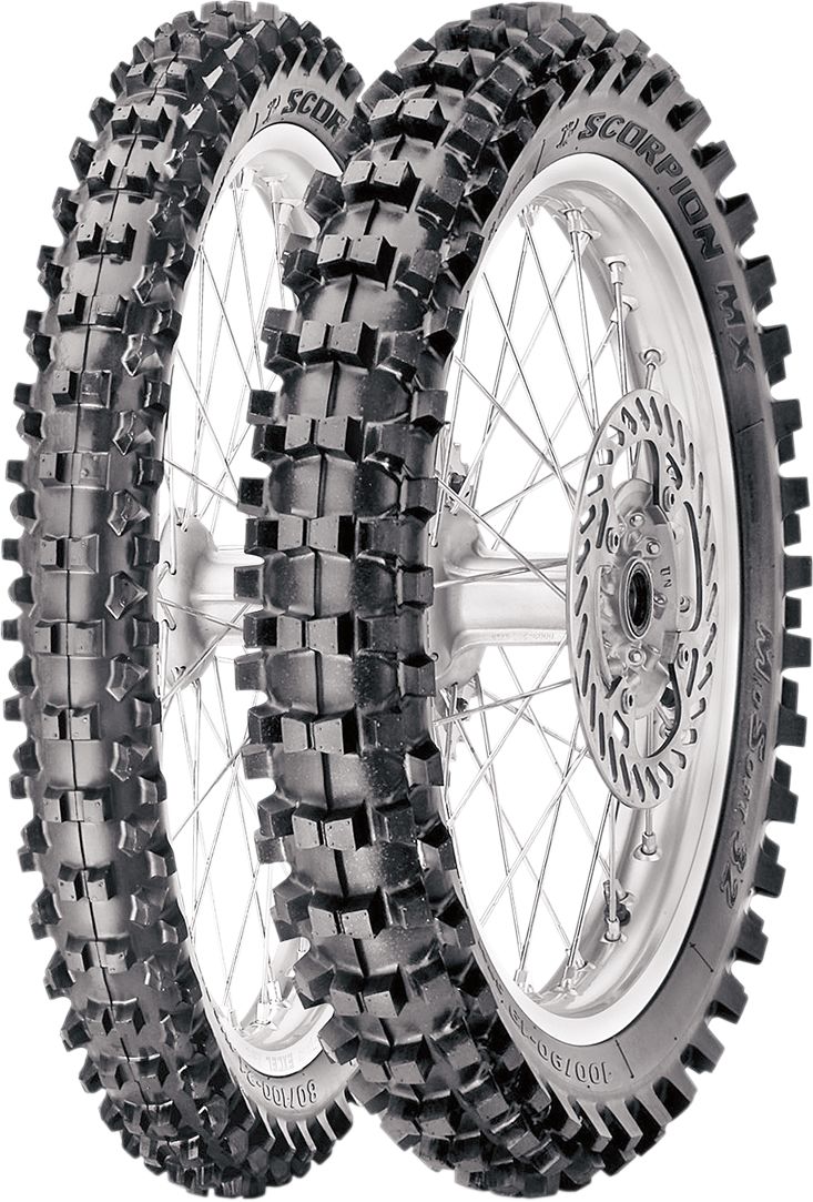 Pirelli Scorpion MX32 Mid Soft Front Tyre Blackwall  42M 70 100-19"
