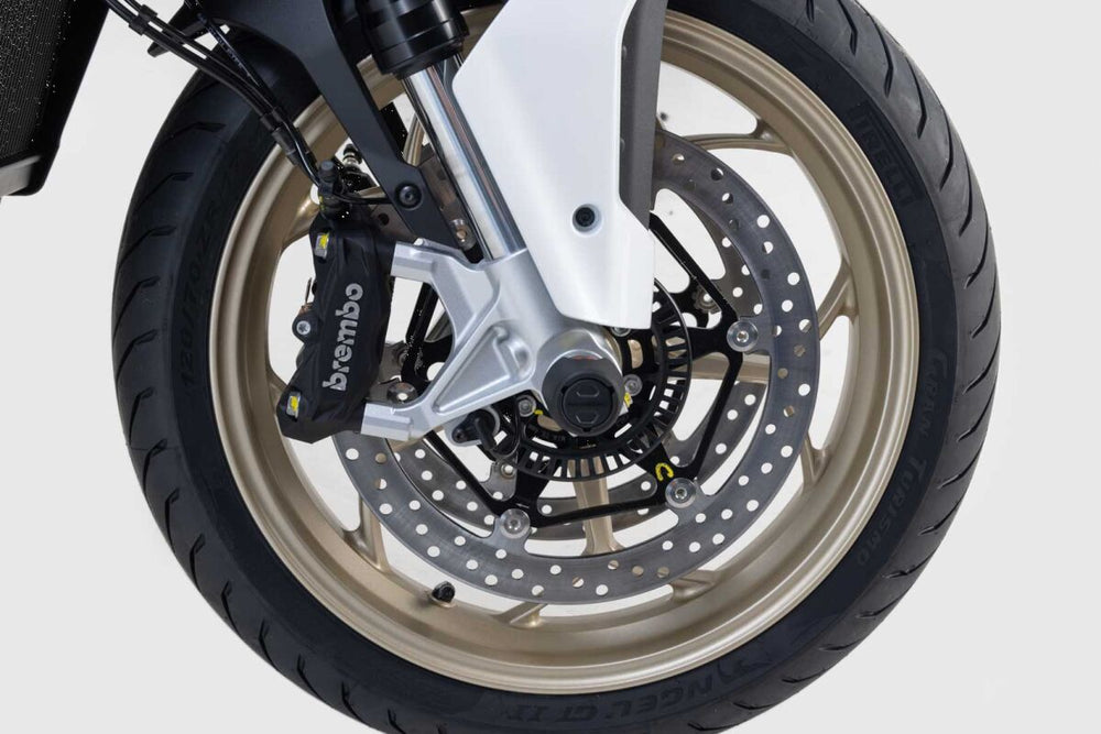 SW Motech Front Axle Slider Set - Moto Guzzi V100 1050 Mandello 2022-2024 - Black